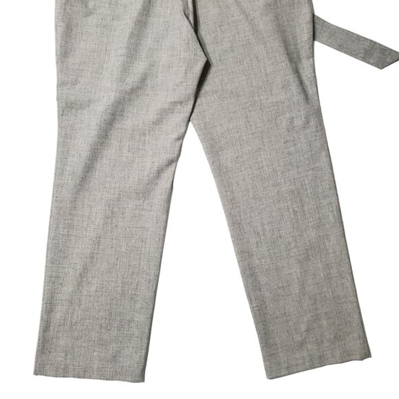 Ava Heather Grey Bow Belted Cropped Straight Leg Pants Office Workwear Medium - Picture 8 of 11
